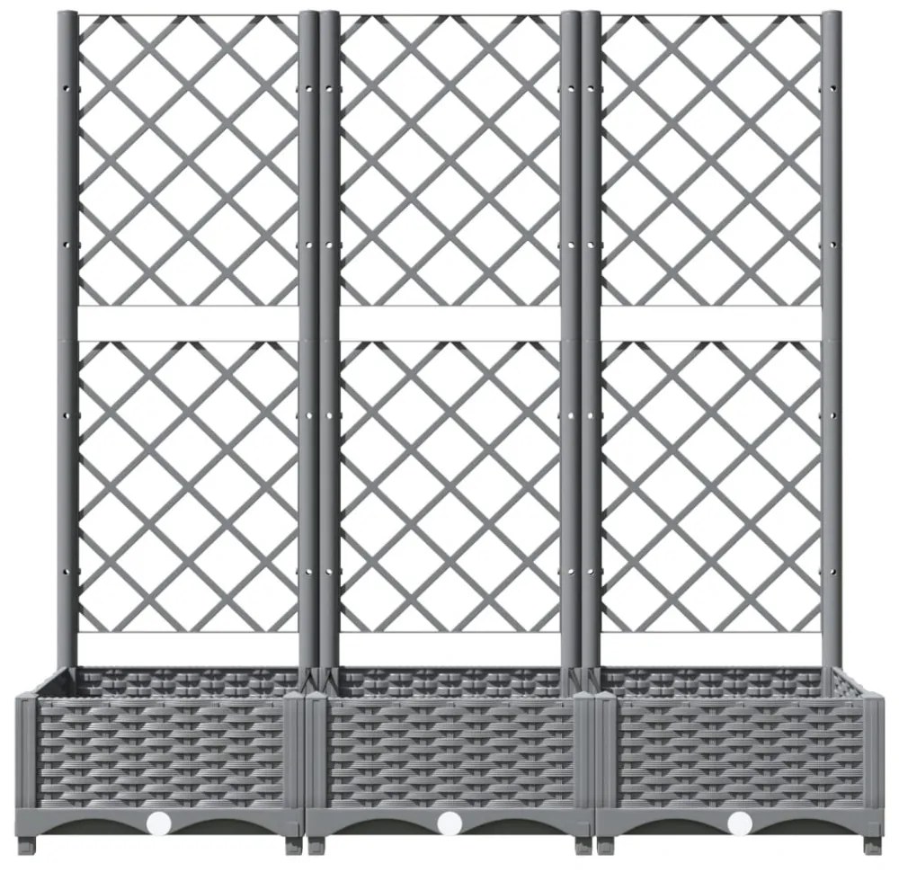 világosszürke PP rácsos kerti ültetőláda 120 x 40 x 121,5 cm