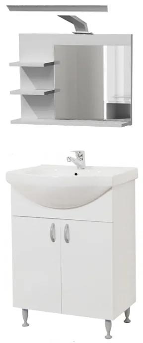 Bazena55 III NEW fürdőszoba bútor szett mosdóval, Haro L3 fürdőszobai tükrös polccal, led világítással