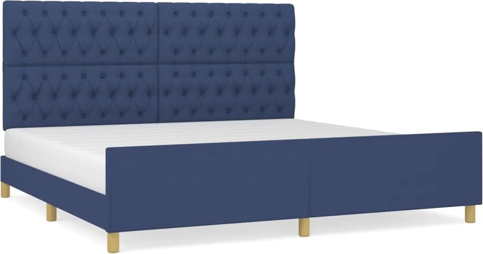 vidaXL kék szövet ágykeret fejtámlával 200x200 cm