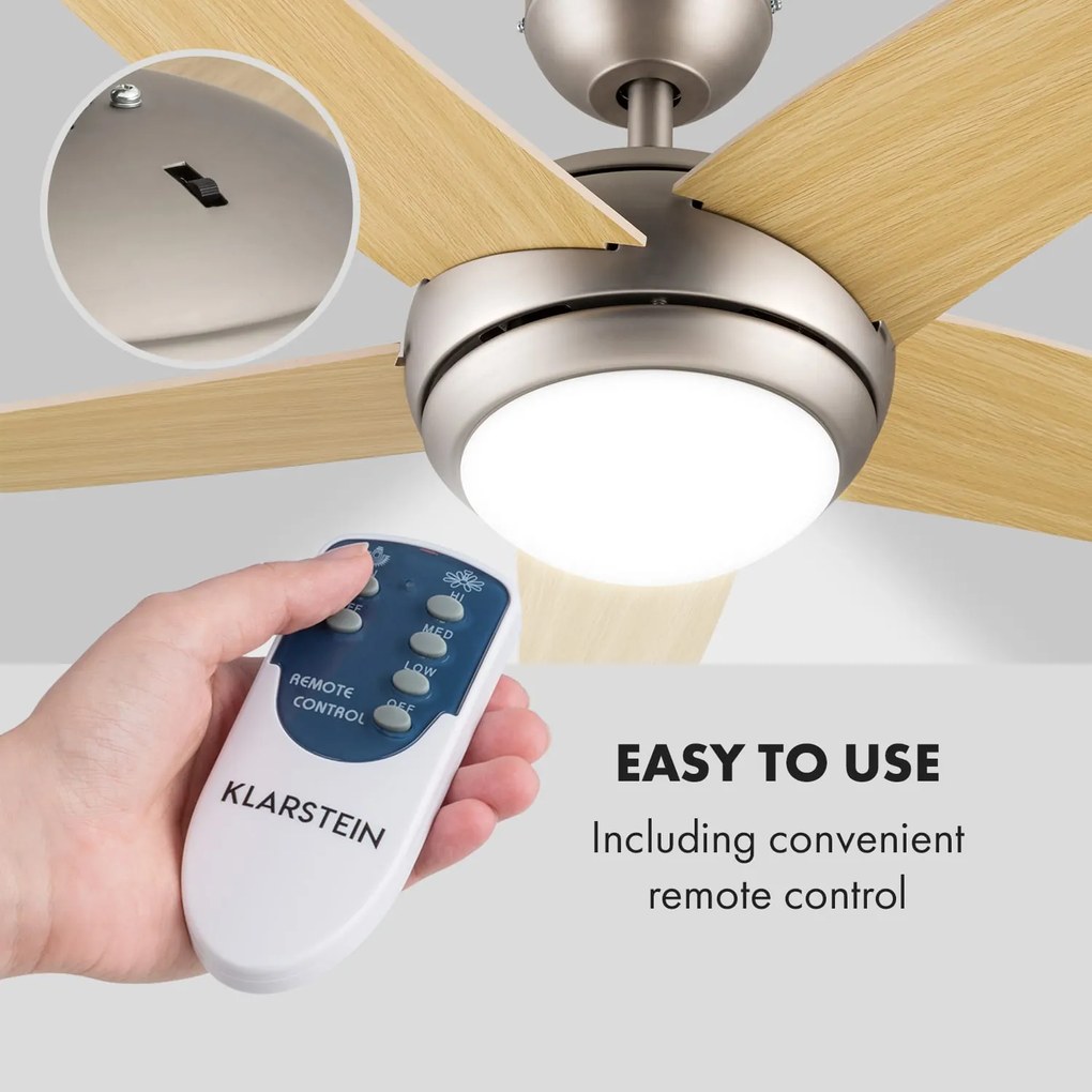 Bolero, 55W, mennyezeti ventilátor lámpával, 134cm, juharfa karok, távirányító