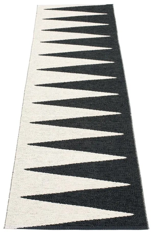 Fekete-fehér kültéri-beltéri futószőnyeg 70x250 cm Vivi Black – Pappelina