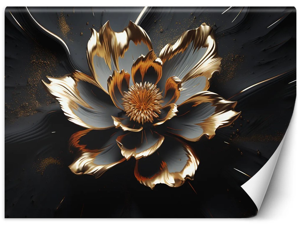 Gario Fotótapéta Gyönyörű fekete-arany virág Anyag: Vlies, Méret: 300 x 210 cm