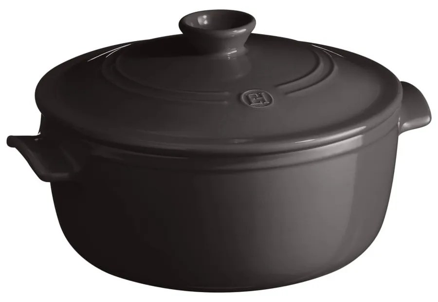 Fekete kerámia lábas fedővel, ⌀ 27 cm - Emile Henry