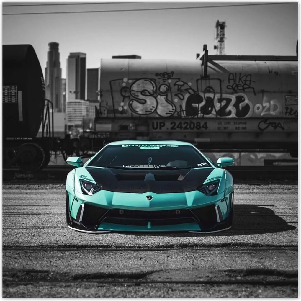 Poszterek 100x100 Türkiz Lamborghini