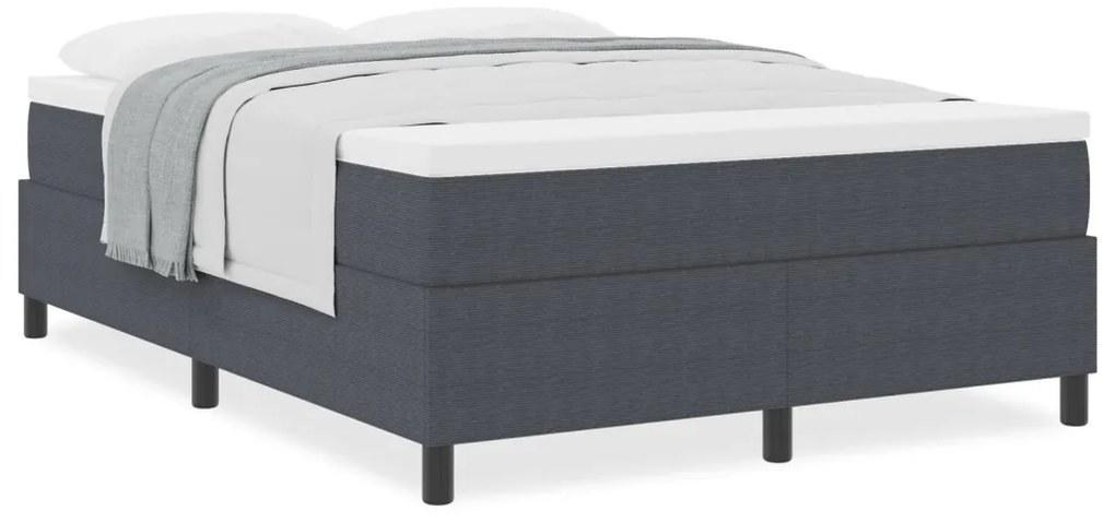 Boxspring ágy matraccal sötétszürke 160x200 cm kordbársony