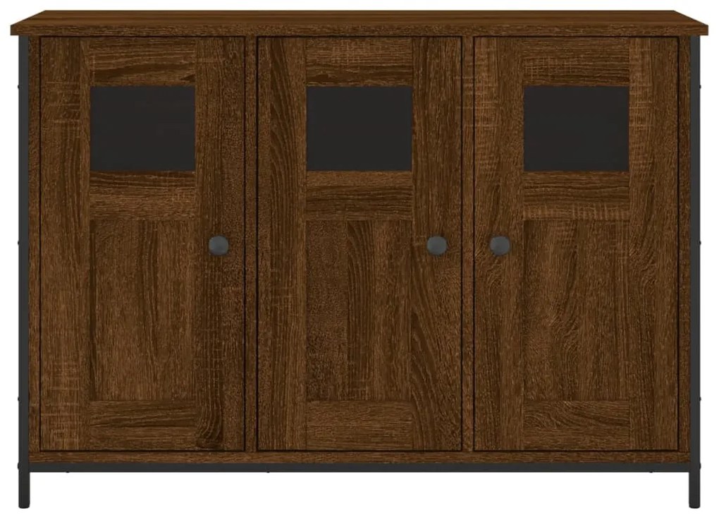 barna tölgy színű szerelt fa tálalószekrény 100 x 35 x 70 cm