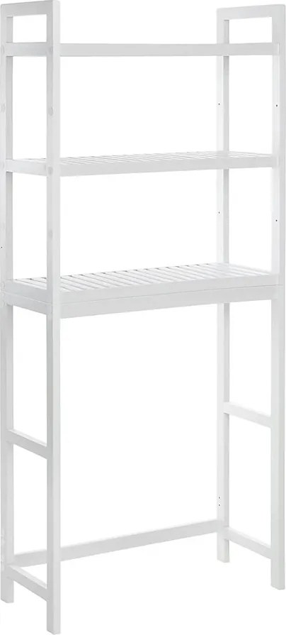 Mosógép feletti tárolószekrény, bambusz fürdőszoba szekrény, fehér 63x26x163cm