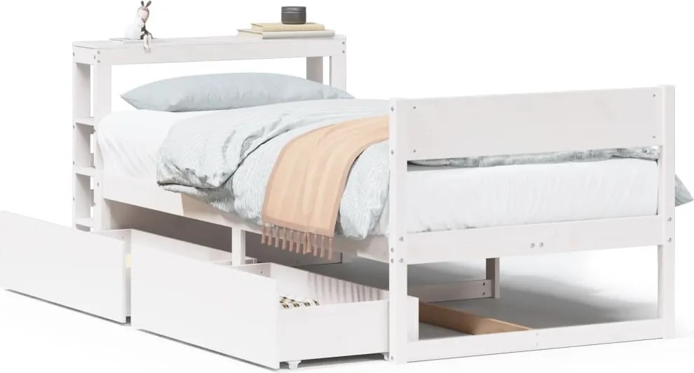 vidaXL fehér tömör fenyőfa ágy matrac nélkül 90 x 200 cm