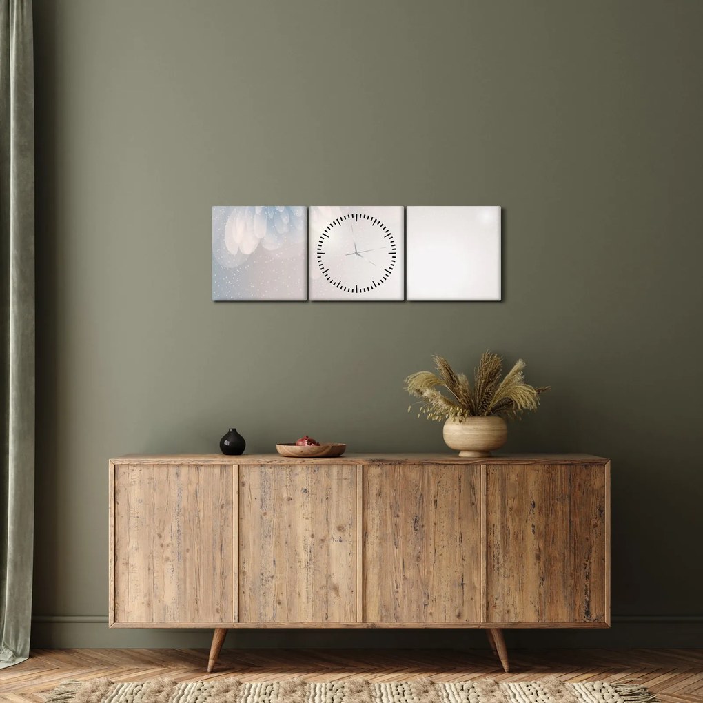 Kép - havas virágok (órával) (90x30 cm)