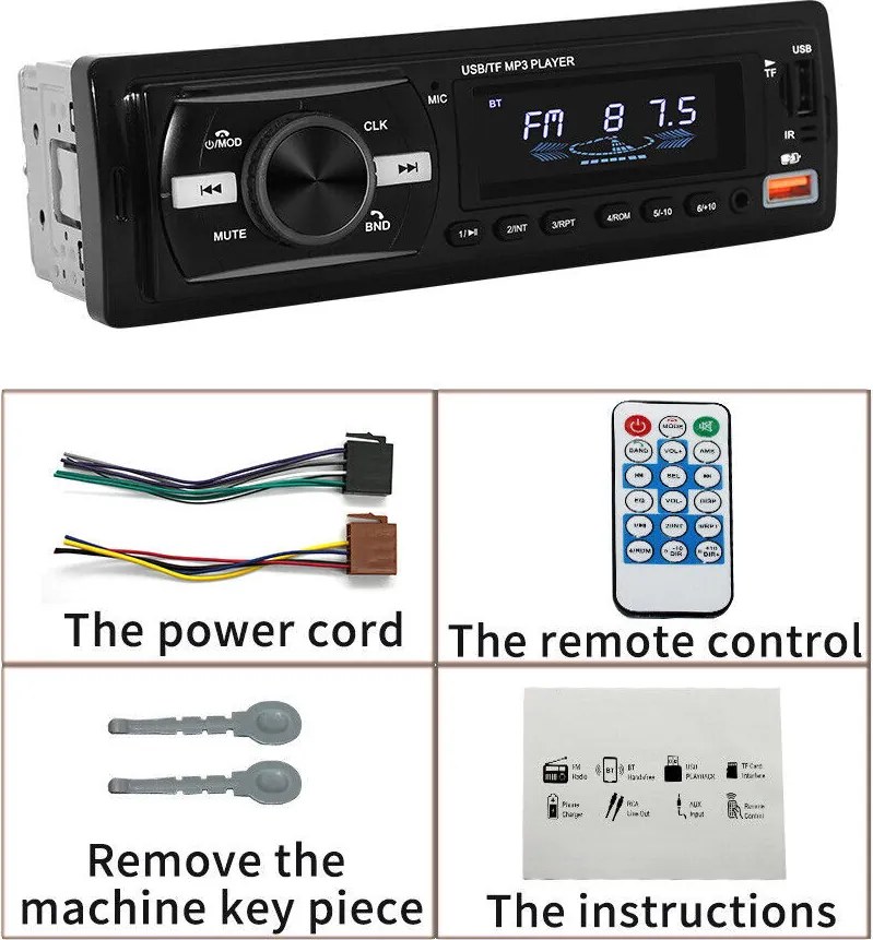 XY009 Minőségi Autórádió Fejegység MP3 USB Bluetooth funkcióval Távirányítóval