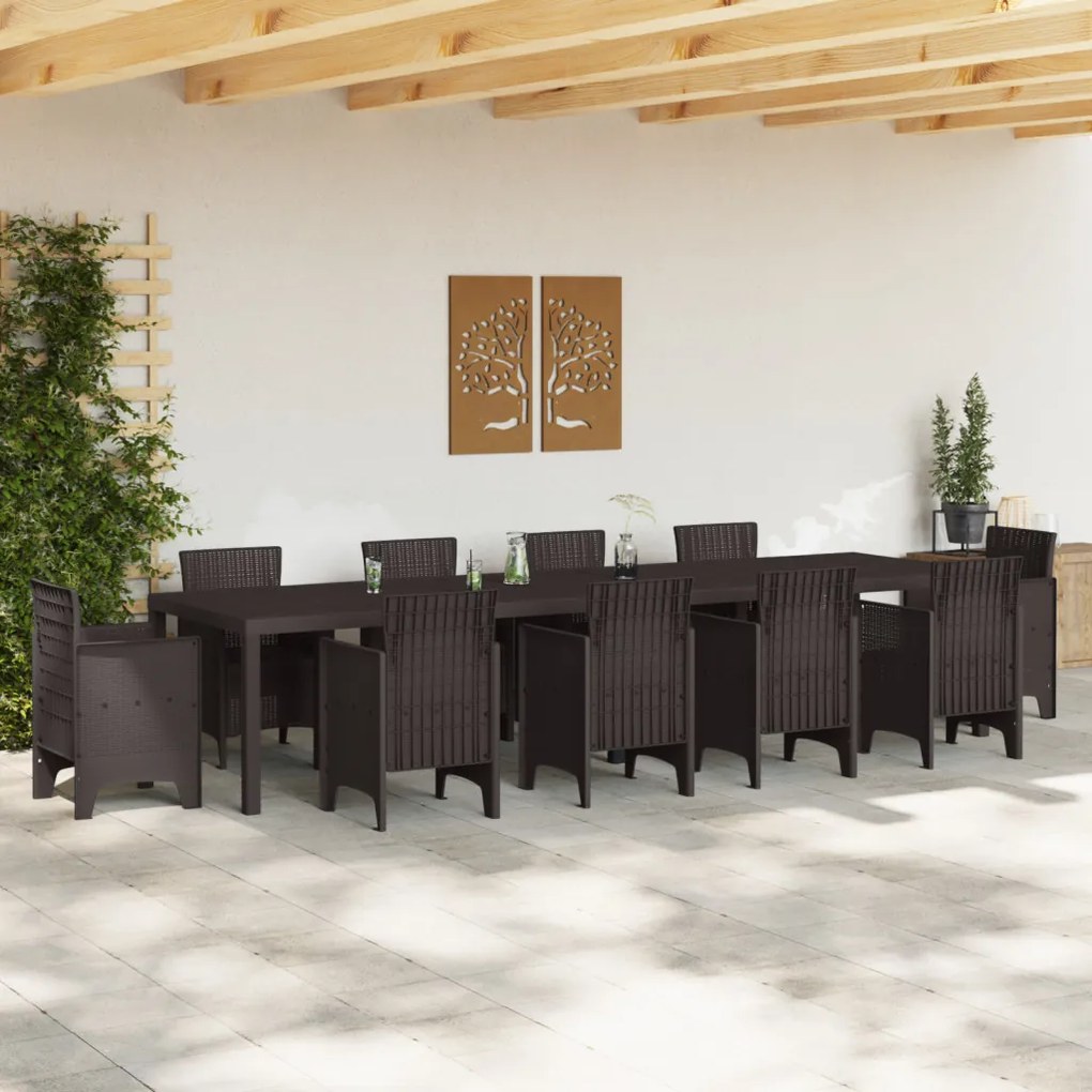 Kertasztal Barna 350x100x73 cm Poliratán