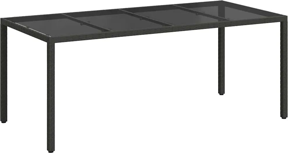 vidaXL Kerti Asztal Fekete 190 x 90 x 75 cm polirattan