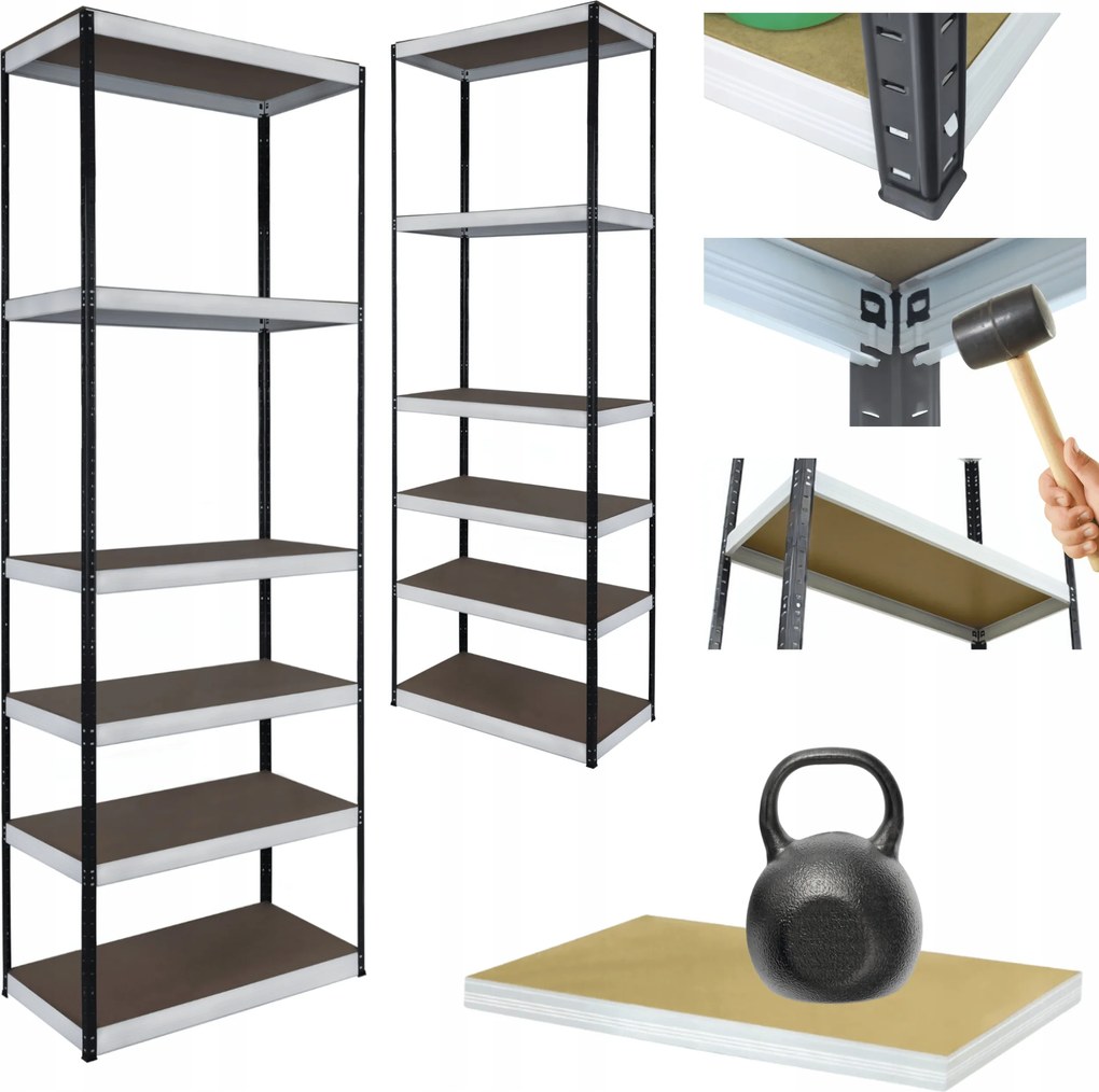Tárolószekrény fém állvány Helios 213x60x60cm 6Px175kg Tömör