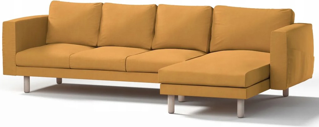 Dekoria Norsborg 4 személyes kanapé huzat Ikea sezlonnal sárga