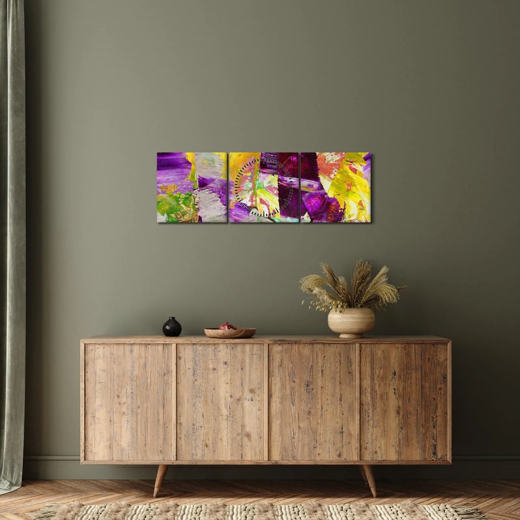 Absztrakció kép - festmény (órával) (90x30 cm)