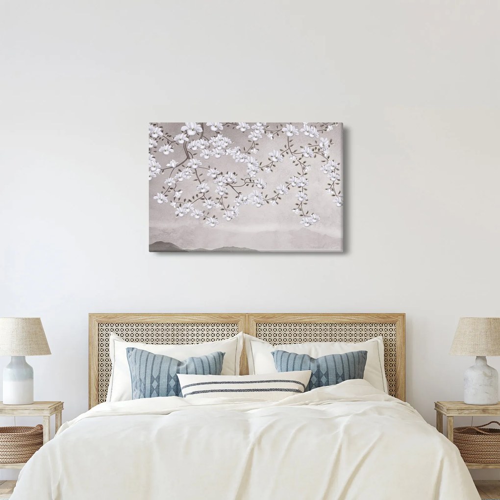 Kép - Virágok egy szürke tájon (90x60 cm)