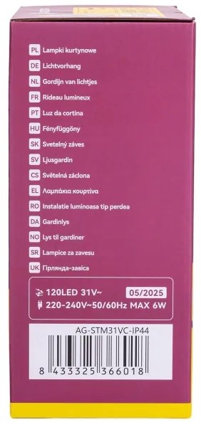 Aigostar - LED kültéri karácsonyi fényfüzér 120xLED/6W/230V/8 üzemmód 3x0,6m IP44 meleg fehérDO