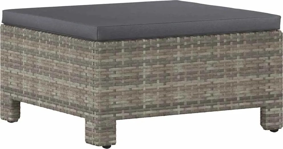 vidaXL szürke polyrattan kerti lábtartó párnával