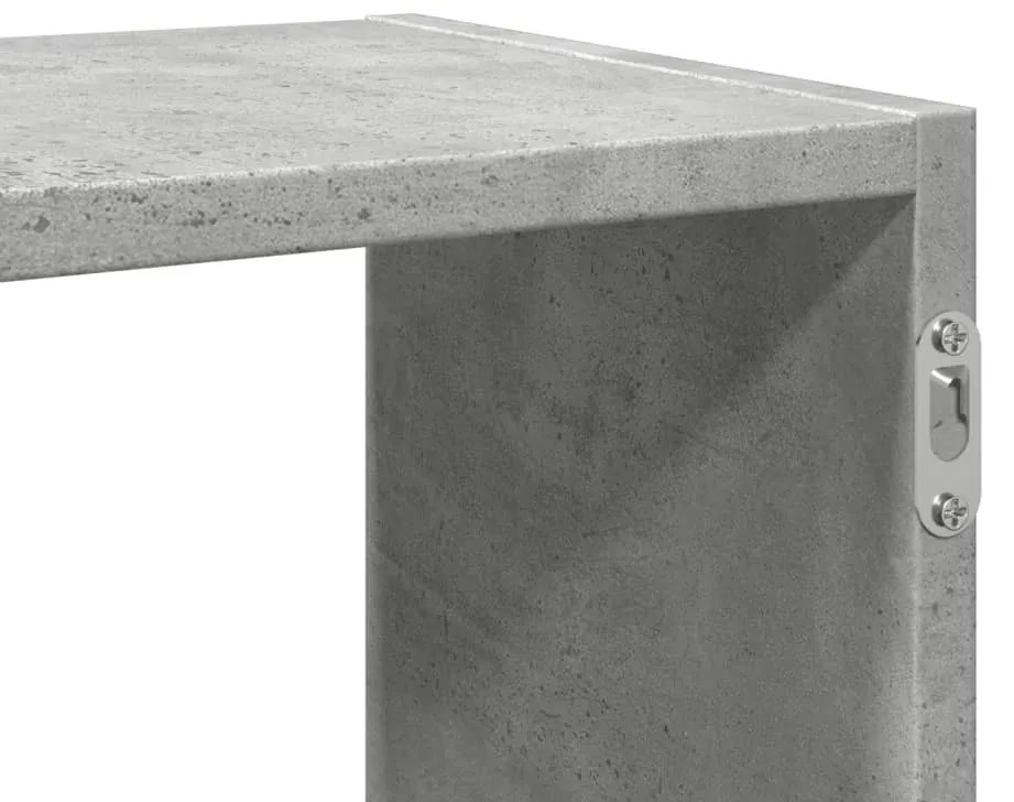 betonszürke szerelt fa fali polc 100 x 25 x 50 cm