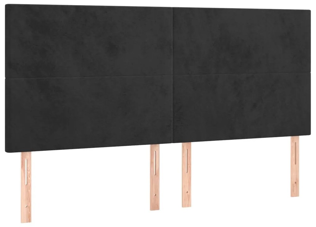 fekete bársony LED-es fejtámla 200x5x118/128 cm