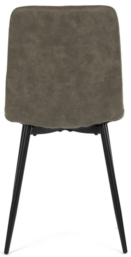 Scaun de sufragerie, stofa vintage gri-verde, picioare metalice negre