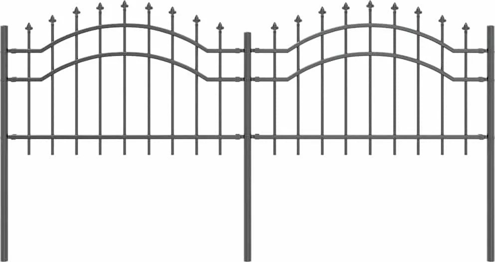 vidaXL Kerti Kerítés Szürke 240 x 115 cm Porszórt Acél