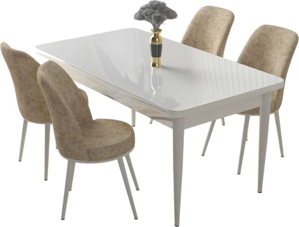 Nil étkezőgarnitúra, fehér-krém, 110 cm