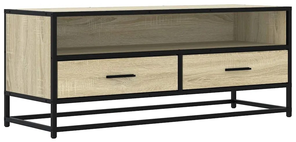 sonoma tölgy színű szerelt fa és fém TV-szekrény 100x34,5x40 cm
