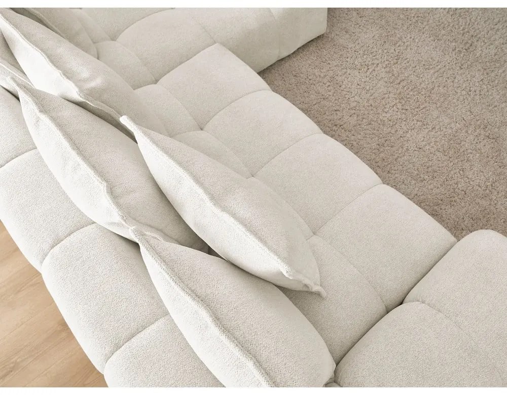 Fehér zsenília kinyitható-tárolóhelyes sarokkanapé (jobb oldali-heverő résszel) Everest – Bobochic Paris