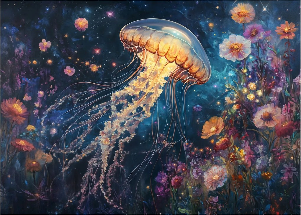 Üveg kép - Varázslatos medúza (70x50 cm)