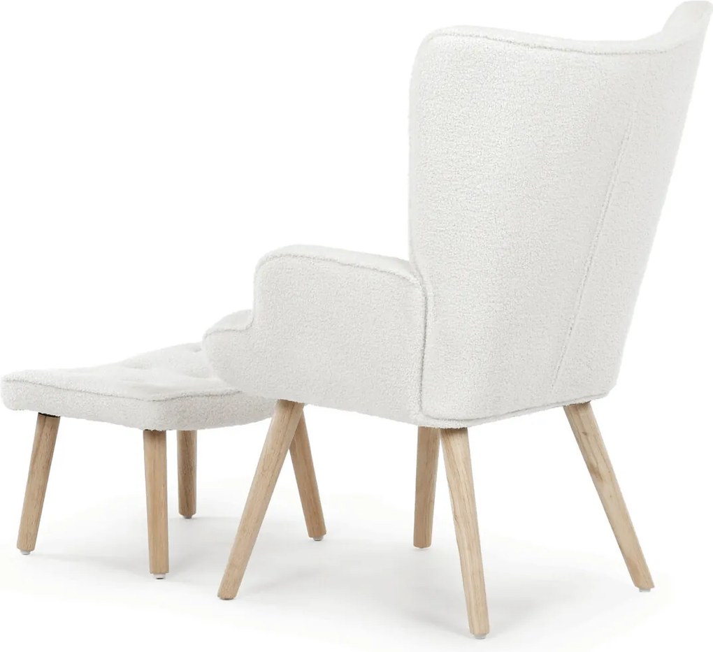 Fehér relaxfotel, bouclé szövet kárpitozással, AK-319 WT2