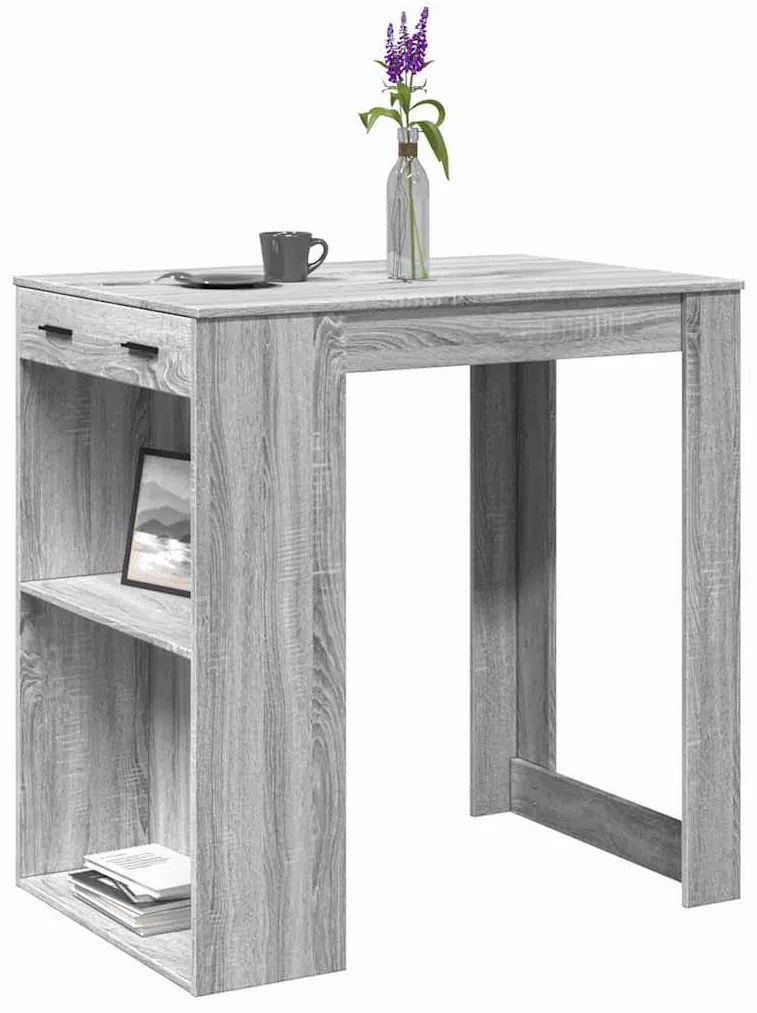 szürke sonoma színű szerelt fa bárasztal 102 x 70 x 103,5 cm