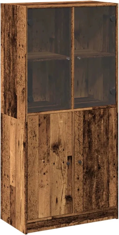 vidaXL antik fa színű szerelt fa magasszekrény ajtókkal 68x37x142 cm