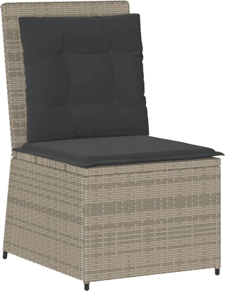 vidaXL világosszürke polyrattan dönthető kerti kanapé párnákkal