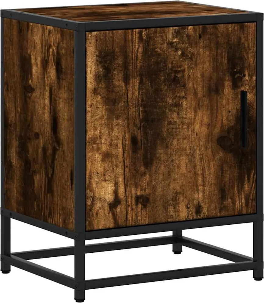 vidaXL éjjeliszekrény füstölt tölgy 40x31x50cm fából és fémből készült