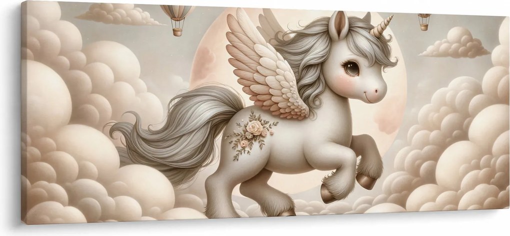 Kép - Egyszarvú a felhőkben (120x50 cm)
