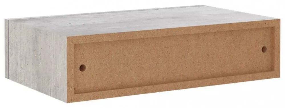 2 db betonszürke MDF falra szerelhető fiókos polc 40x23,5x10 cm