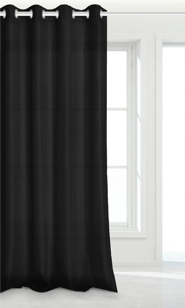 Készfüggöny 140x250 fekete Viva átvezetőkkel a nappaliba