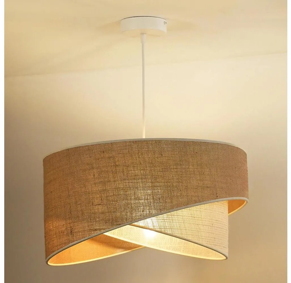 Duolla - Csillár zsinóron YUTE CELLO 1xE27/15W/230V átm. 45 cm barna/szürke