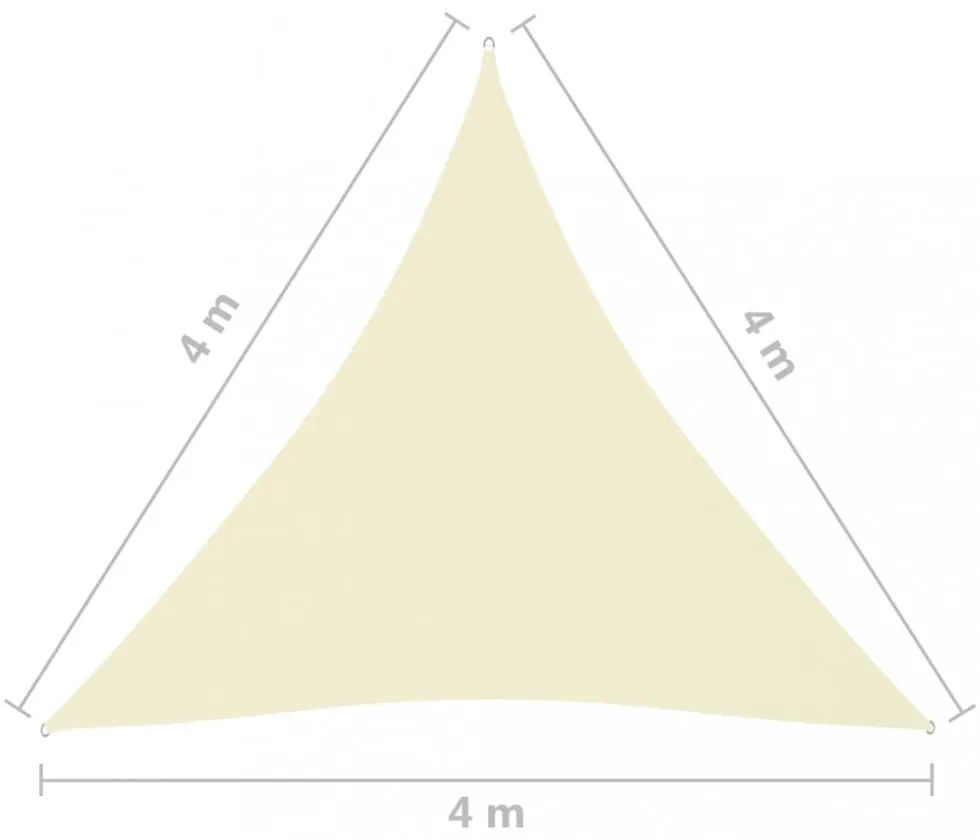 krémszínű háromszögű oxford-szövet napvitorla 4 x 4 x 4 m