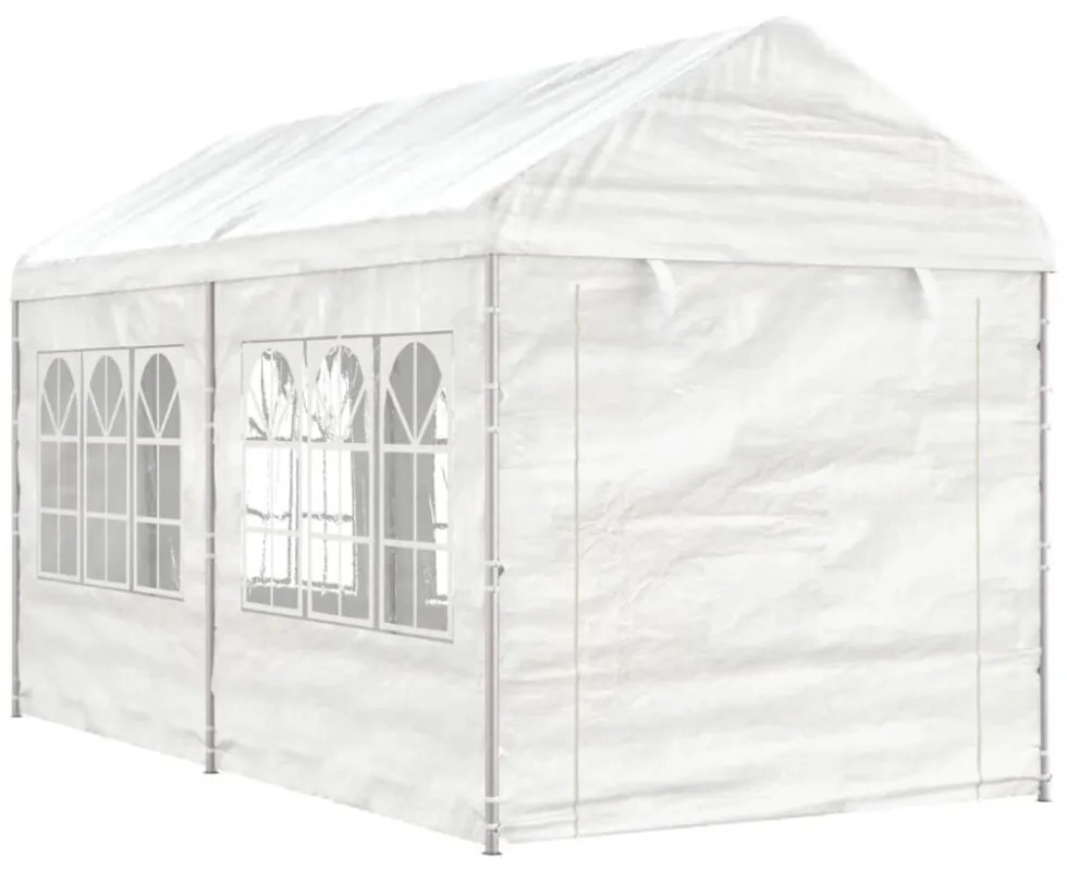 fehér polietilén pavilon tetővel 4,46 x 2,28 x 2,69 m