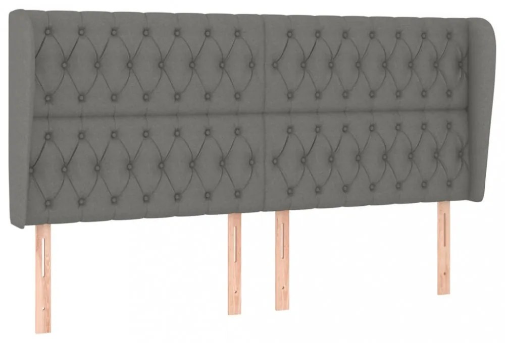 sötétszürke szövet fejtámla szárnyakkal 203x23x118/128 cm