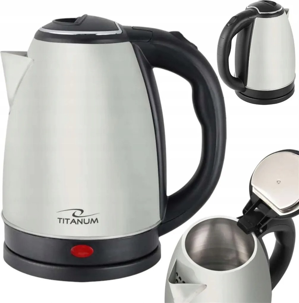 Ezüst Elektromos Vízforraló Fém Vezeték Nélküli 1,8L 1800W Nagy Acél