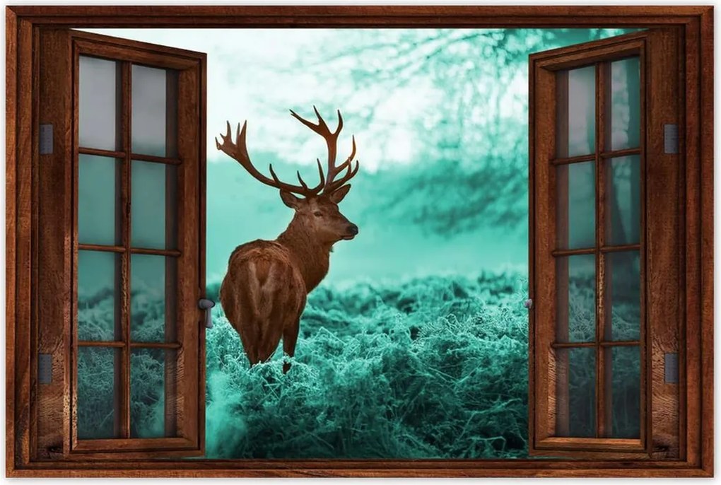 Poszterek 120x80 Szarvas a türkiz erdőben