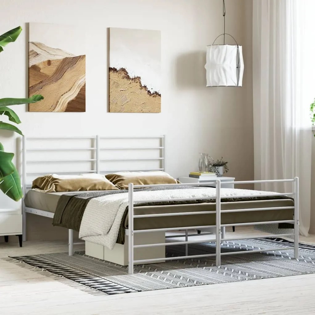 fehér fém ágykeret fej- és lábtámlával 120x200 cm