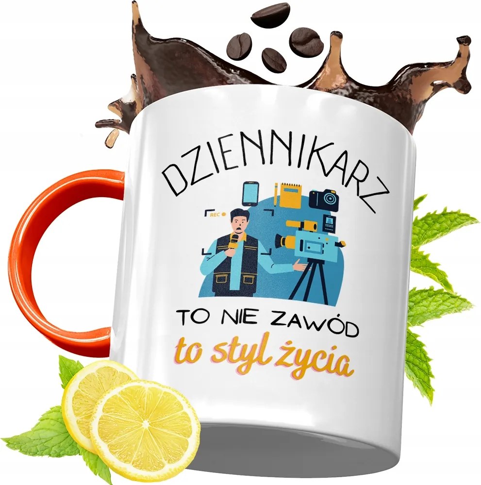 Narancssárga Bögre Újságírónak Ajándék fényképes nyomtatással