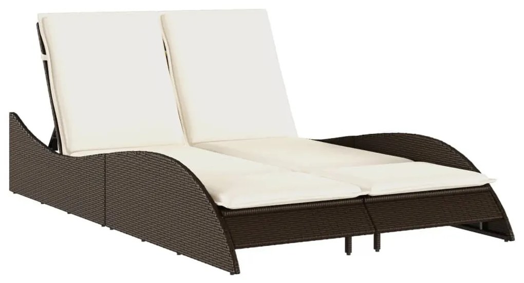 Barna polyrattan napozóágy párnákkal 114x205x73 cm