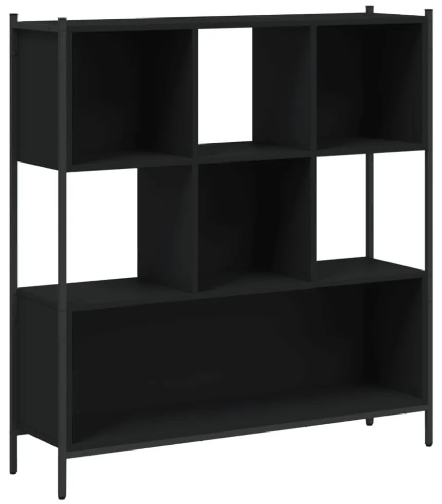 fekete szerelt fa könyvszekrény 102x28x172 cm