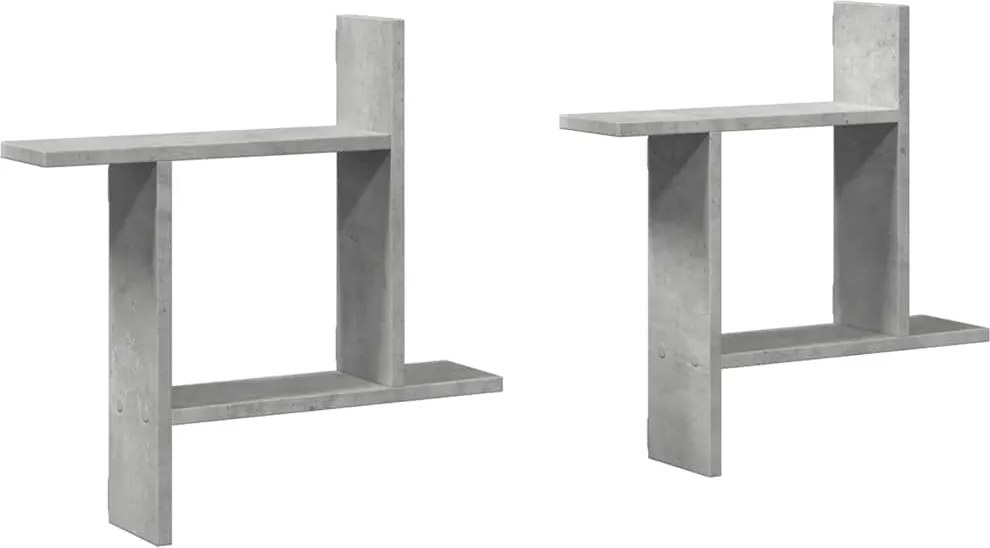 vidaXL 2 db betonszürke szerelt fa fali polc 50 x 12 x 50 cm