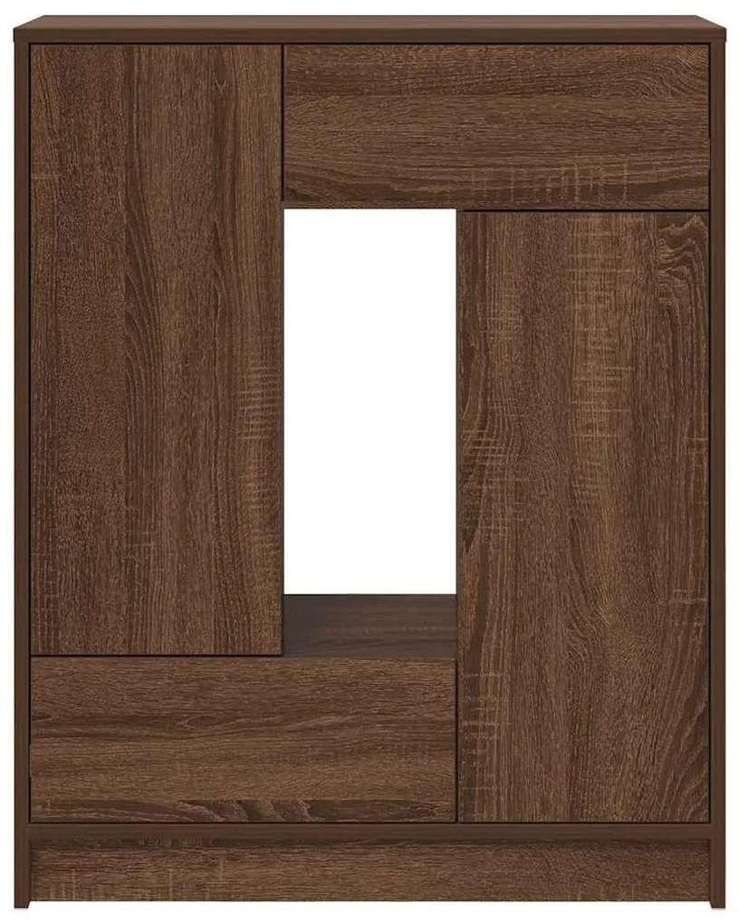 barna tölgy komód fiókokkal és ajtókkal 73x31x90 cm